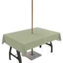 Sage Green Outdoor Tablecloth with Umbrella Hole & Zipper, Farmhouse Sage Green Decor Rectangle Tablecloth 60x102 Inch, Patio Table Cover Waterproof Table Cloth for Picnic/Party