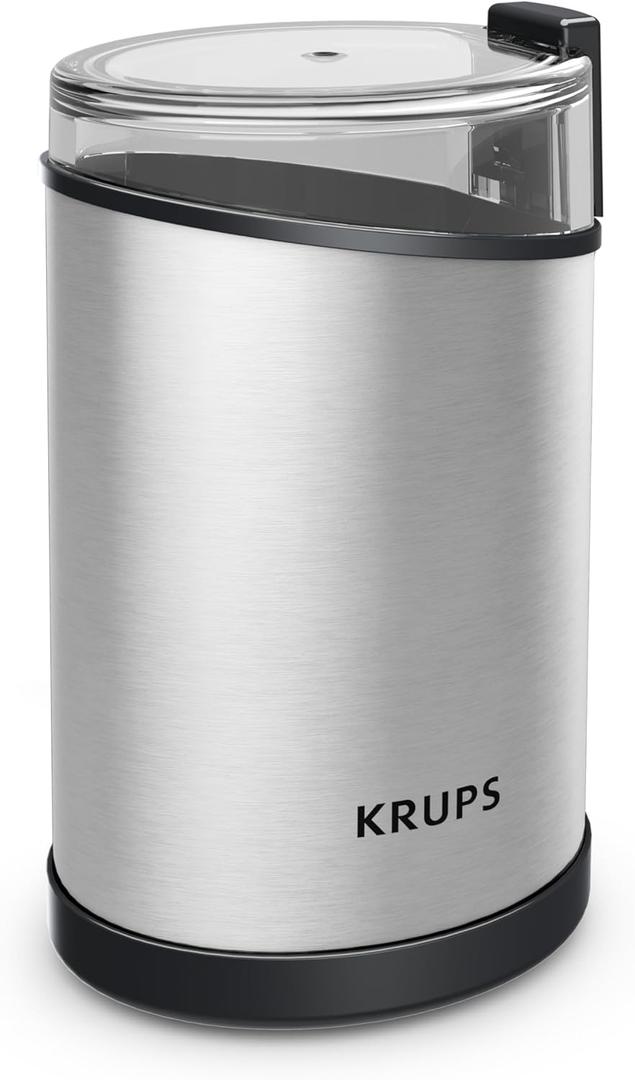 KRUPS Electric Coffee Grinder: 3 oz Capacity, 200 Watts - Versatile for Beans, Spices, Nuts - One-Touch Operation, Customizable Grind for 12 Cups - Ideal for Espresso, French Press (Stainless Steel)