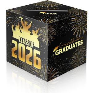 2 x 2026 Graduation Card Box Holder, Grad Congrat Decoration Box, Envelope Receiving Graduation Party Celebration Black