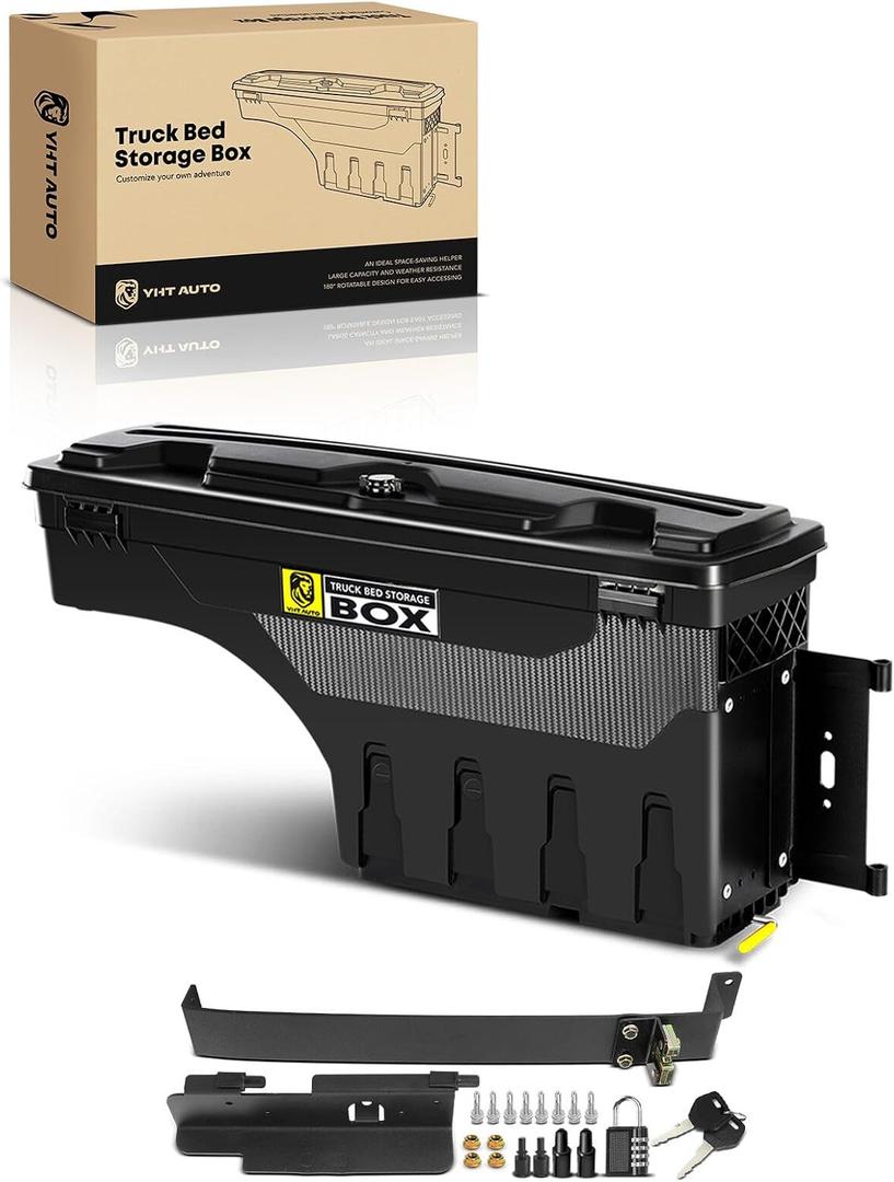 YHTAUTO Passenger Side Truck Bed Storage Tool Box for Chevy, GMC
Compatible with Silverado & Sierra 1500/2500/3500 & HD 1999-2007 (Fit 2007 Classic) | Lockable Lid, Swing Waterproof, w/ Lock