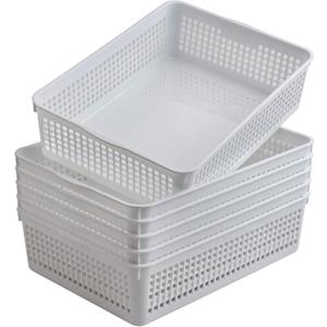 Aebeky A4 Size Plastic Paper Storage Trays,Desktop File Organizer Baskets,6-Packs (White)