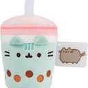GUND Pusheen Boba Tea Cup Plush Cat Stuffed Animal for Ages 8 and Up, Green/Pink, 6