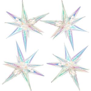 Tellpet Star Balloons, 50 Pcs Star Balloons 12 Spike Foil Explosion Party Balloons for Decoration Birthday Wedding Decorations (Iridescent)