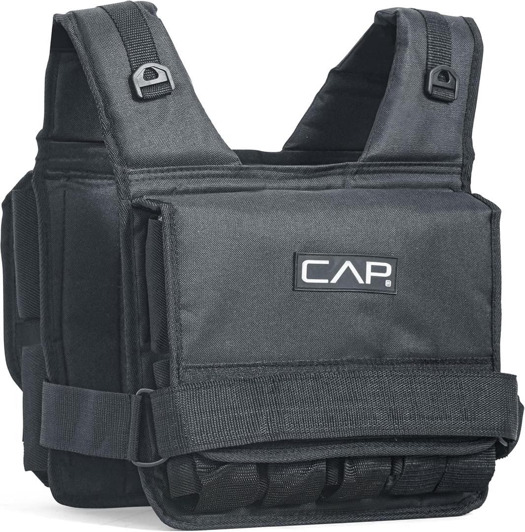 CAP Barbell Adjustable Weighted Vest | 20lbs| Heavy-Duty Workout Vest with Removable Iron Weights for Strength Training, Cardio, Running, and Calisthenics, 20-pound Short