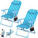 Suteck Backpack Beach Chair, 6-Positions Beach Chairs for Adults with Cooler Bag, Reclining Beach Chair with Cup Holder Folding Camping Chair for Sand Outdoor
