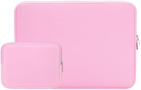 RAINYEAR 14 Inch Laptop Sleeve Case Protective Soft Padded Zipper Cover Carrying Computer Bag with Accessories Pouch, Compatible with 14" Notebook Tablet Chromebook (Pink)