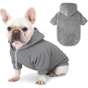 Dog Basic Hoodie Soft Dog Clothes Cold Weather Sweaters for Medium Dogs Cozy Fabric Warm Sweatshirt with Leash Hole (Grey, M (Back: 16.54",Chest: 22.05", Neck: 16.54")) (Medium (10-20 lbs))
