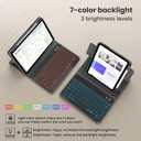 Magnetic 360 Rotatable Wireless Bluetooth Keyboard Case for iPad Air 13 (M2) & Pro 12.9 (6th/5th/4th/3rd Gen) - 7 Colors Backlit Detachable Folio Cover (Black)