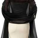 FURTALK Chiffon Shawl Wraps for Women Evening Dresses Soft Scarf Formal Wedding Bridal Scarves (Black)