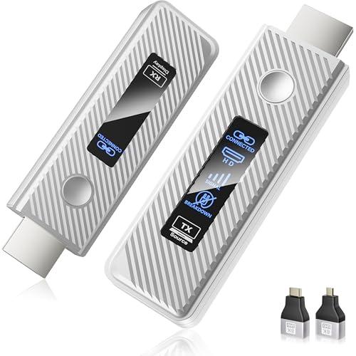 Upgraded Wireless HDMI Transmitter and Receiver, 164FT/50M Plug & Play Portable Extender, 4K Decode 1080P Output,Ultra Low Latency 5.8G + 2.4G for Streaming Video and Audio from Laptop/PC/TV/Projector