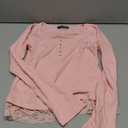 MEROKEETY Womens Fall Lace Trim Tops Cute Long Sleeve Scoop Neck Shirt 2026 (Pink, S)