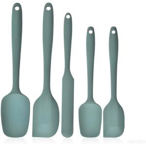 Silicone Spatula Set 5 Piece Kitchen Utensils, Heat Resistant to 445F, Sage Green, Non-Stick Cooking Magic! Durable Silicone Easy Clean Perfect for Flipping Pancakes & Cooking with Kids