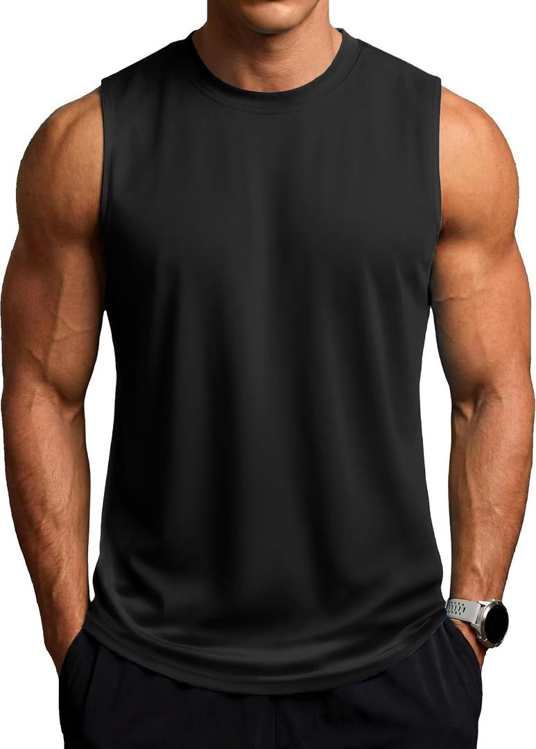 ZITY Men's Sleeveless Shirts Quick Dry Tank Tops UPF 50+ Workout Gym Muscle Shirts for Running Bodybuilding Summer Beach, Small