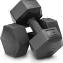 RBX Vinyl Coated Hand Weight Dumbbell Set - Hex Shaped, Roll Free for Body Building/Sculpting/Strength Training Exercise, (Set of 2) (10lb, Grey)