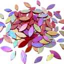 120 Pcs Iridescent Red Petal Mosaic Tiles, Hand Cut Stained Glass Petals, Floral Mosaic Tiles, Tiffany Glass Flower Petals Supplies Kit for Mosaics and Crafts, Mixed Sizes, Magic Iridescent Red