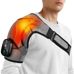 Cordless Shoulder Heating Pad, Heated Shoulder Brace with Heating and Vibration for Shoulder Pain Relief, Portable Shoulder Massager for Men and Women Rotator Cuff Pain Relief (Grey)