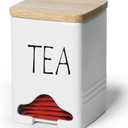 Ceramic Farmhouse Tea Bag Storage Organizer Caddy Holder with Lid (White)