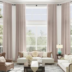 SPWIY 168 Inch Linen Curtains for Ceiling to Floor Living Room 1 Panel Extra Long Back Tab Custom Curtain Light Filtering 2 Story High Ceiling Large Window Drapes for Loft Hall Hotel 14 FT Oatmeal