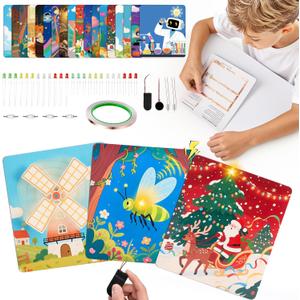 JoyCat Science Paper Circuit Kit for Kids Ages 8-12, STEM Toys with Glow Vibrate Spin Modes, Educational Electronics Kit with 18 Fun Theme for Boys & Girls, DIY Paper Card for Birthday Christmas Gift