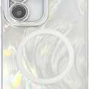 Tuokiou Magnetic for Samsung Galaxy S25 Case Holographic,Luxury Iridescent Glitter Silver Laser Plumage Design Phone Case for Women Girls (Silver, Samsung Galaxy S25 Plus)