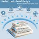 10 Pack Vacuum Storage Bags, Blue Transparent, Airtight Dust Moisture-Proof, Extra Large Capacity, 80% Space Saving Bag, Includes Hand Pump(3 Small/2 Medium/2 Large/2 Jumbo)