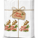 Pack Of 4 EJ Christmas Reindeer Kitchen Dish Towels, Rustic Christmas Decor, Cute Red Nose Reindeer Xmas Winter Decorative Hand Tea Towels for Bathroom Kitchen, 16x24 Inch