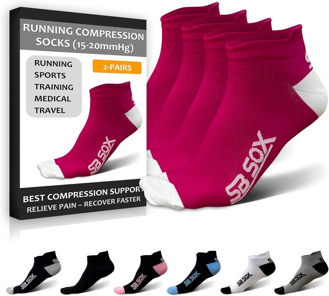 SB SOX 2-Pair Running Socks for Men and Women  Low Cut/Ankle Athletic Socks for All-Day Wear (S)