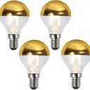 Lxcom Lighting 4W Half Chrome Gold LED Light Bulb(4 Pack), G45/G14 E14 Base Dimmable Gold Tipped Vintage LED Filament Bulbs Warm White 2700K Decorative Globe Bulbs