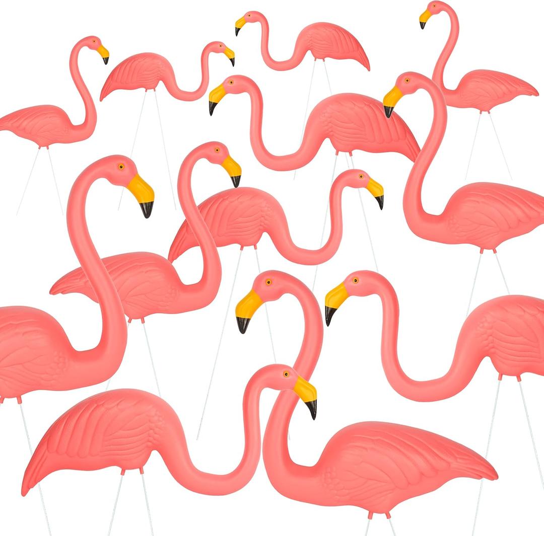 Galashield Pink Flamingo Yard Decorations Pack of 12 Flamingos Decor Ornaments for Outdoor Lawn and Garden