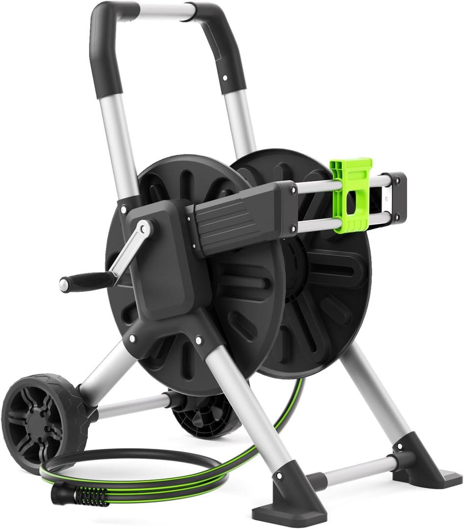 Upgrade Garden Hose Reel Cart, Holds 150 Feet of 5/8-Inch Hose, Hose Reel Cart With Effort-saving Hand Crank,Freestanding Water Hose Reels for Outside Garden Lawn Yard Outdoor
