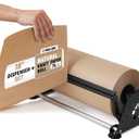 18" Paper Dispenser with Cutter + 75 lb Natural Brown Kraft Paper Roll | Heavy-Duty Steel Holder and 18" x 475 ft USA-Made Grocery Bag Grade Kraft Paper for Packaging, Void Fill, Shipping & Moving