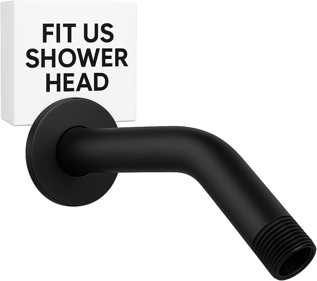 For DELTA and MOEN Shower Arm, 6 Inch Shower Head Extension Arm with Flange, Wall-Mounted For Fixed Shower Head & Handheld Showerhead,Matte Black