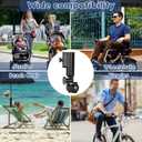 Heavy Duty Golf Push Cart Umbrella Holder, 180° Adjustable Aluminium Alloy Base Strong Windproof, Universal Umbrella Attachment Stand for Stroller, Golf Cart, Wheelchair, Bike, Beach Chair