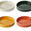 Odense Ceramic Pasta Bowls (Set of 4) - for Pasta & Salad - Multi-bowls with Wide Pasta & Deep Round, Modern & Minimal Design, Stackable - Microwave & Dishwasher Safe (Multi Color)