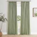 Sage Green Pinch Pleated Linen Blackout Curtains 90 Inches Long for Living Room Bedroom 100% Blackout Drapes with Pinch Pleat Hooks Rings Soundproof Double Layer Room Darkening Window Treatments (40"W x 90"L (Pack of 2))