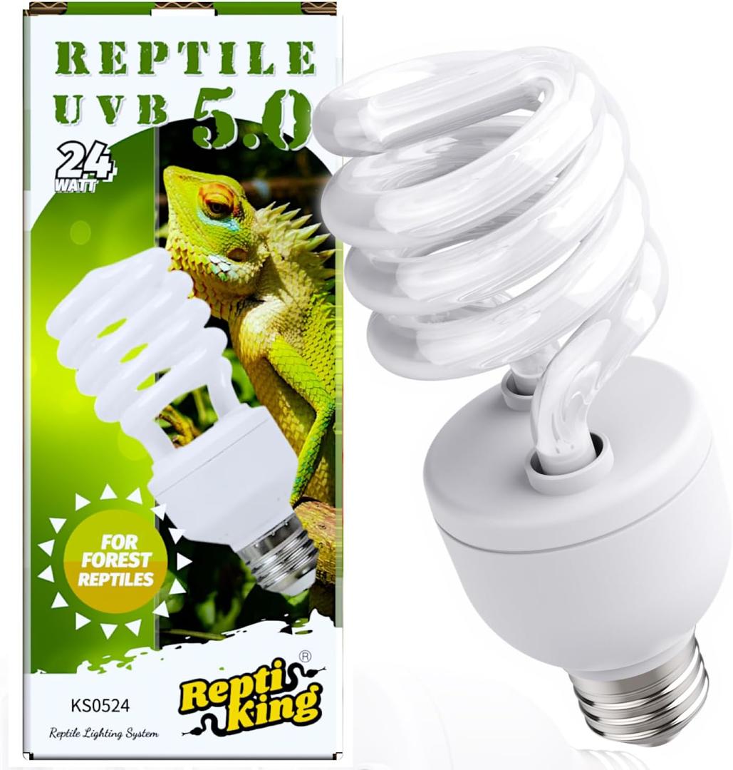UVB Reptile Light, UVB5.0 24W, UVA UVB Reptile Light Bulb Lamp for Turtle Snake Lizard Leopard Gecko,Crested Gecko, UVB Bulbs for Tropical Reptiles