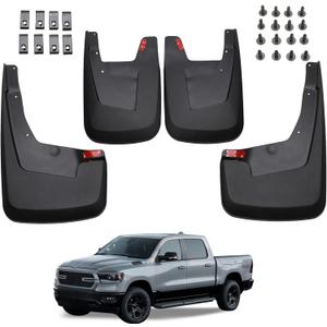 Kinwrdsn All Weather Mud Guards - Splash Protection for Dodge Ram 1500 (2019-2023) - Front & Rear Set of 4