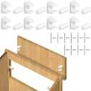 Juexica 8 Pairs False Cabinet Front Clip False Drawer Front Clips Sink Tip out Snap with Screws and Screwdrivers for Hardware Replacements(White) (Clear)