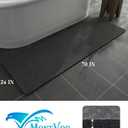 MontVoo -Bath Mat Rug-Rubber Backing Non Slip Quick Dry Absorbent Thin Bathroom Rugs Fit Under Door-Faux Suede Surface Bathroom Floor Mats-Shower Rug for in Front of Bathtub Shower Dark Grey 24"X70"