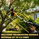 12" Electric Chainsaw Cordless with Extension Pole, 21V Battery Powered Brushless 12 Inch Cordless Pole Saw, 2 x 4.0Ah Batteries and Charger for Wood Cutting, Tree Trimming Branch Pruning