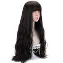 STYLER Long Black Synthetic Wig with Bangs - Natural Long Wavy Cosply Wigs for Women Halloween Christmas 30" (Black)