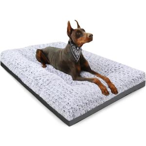 POCBLUE Deluxe Washable XL Dog Bed Dog Crate Mat 41 inch Comfy Fluffy Kennel Pad Anti-Slip for Dogs Up to 90 lbs, 41" x 27", Grey