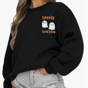 Halloween Sweatshirt Women Crewneck Spooky Season Sweatshirts Cute Ghost Graphic Pullover Shirt Long Sleeve Tops Large