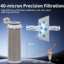 40 Micron Spin Down Sediment Filter,Reusable Sediment Water Filter,Washing Machine Water Filter,Whole House Pre-Filtration System for City Water & Well Water,25GPM,1" MNPT+3/4" FNPT+3/4" MNPT