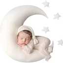 IGMaryBox Baby Moon Star Pillow Newborn Posing Pillow Newborn Photography Posing Pillows Infant Photography Props Set (White)