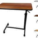 ProHeal Medical Overbed Table with Wheels and Adjustable Height - Cherry Rolling Over Bed Table for Home and Hospital Use