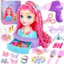 4-in-1 Doll Head for Hair Styling Kids-9Inch,41pcs Hair Salon Toys Makeup Kit Princess Accessories Pretend Play Toys Birthday Gifts for 3-8 Year Old Girls