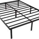 Amazon Basics Sturdy Heavy-Duty Non-Slip Platform Bed Frame, Steel Slats Support, Noise Free, Easy Assembly, No Box Spring Needed, 14 Inch Storage Height, Queen Size, Black
