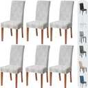 Chair Covers for Dining Chairs, Dining Room Chair Covers Set of 6, Stretch Kitchen Chairs Covers, Removable Washable Dining Chair Covers for Home Kitchen Banquet Hotel Ceremony (6PCS, Grey)