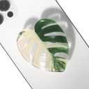 OnTheGrip Cute Acrylic Tropical Leaf Design Collapsible Expandible Mobile Phone Grip Stand Holder for Smartphone Tablet Cell Phone Accessory (Albo Monstera)